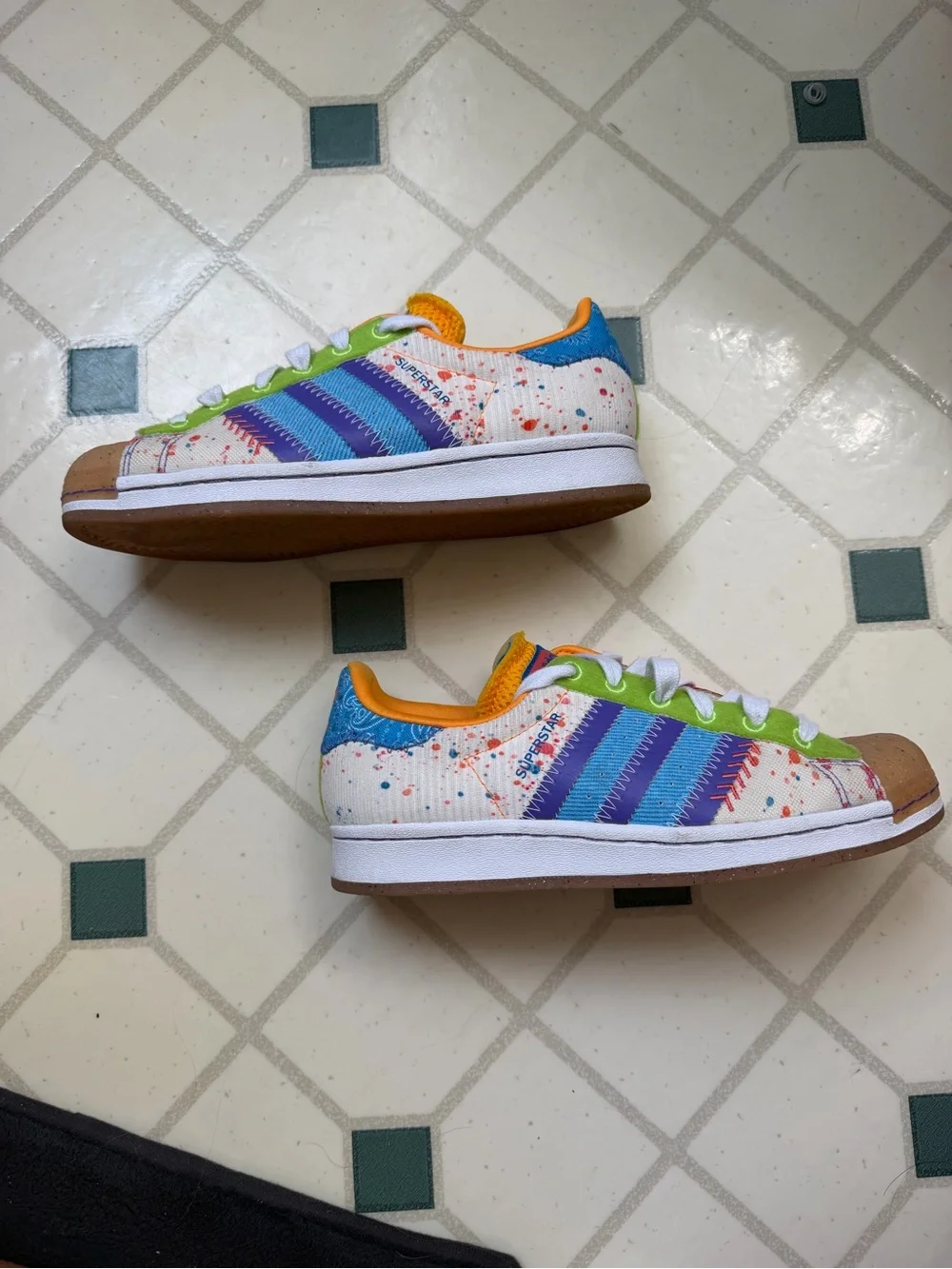 adidas S.E.E.D Superstar Low-Top Sneakers Size 7— Cream, Blue, Purple, Green